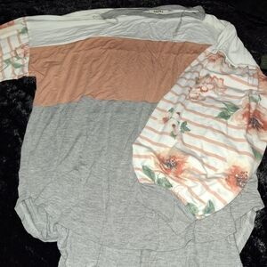 ADORA Gray and White Top